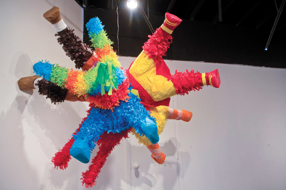 Grande Bang. 2013. Found objects, paper, glue, wire. 6'x6'x6'. Photo: Steve Marcus, Las Vegas Sun